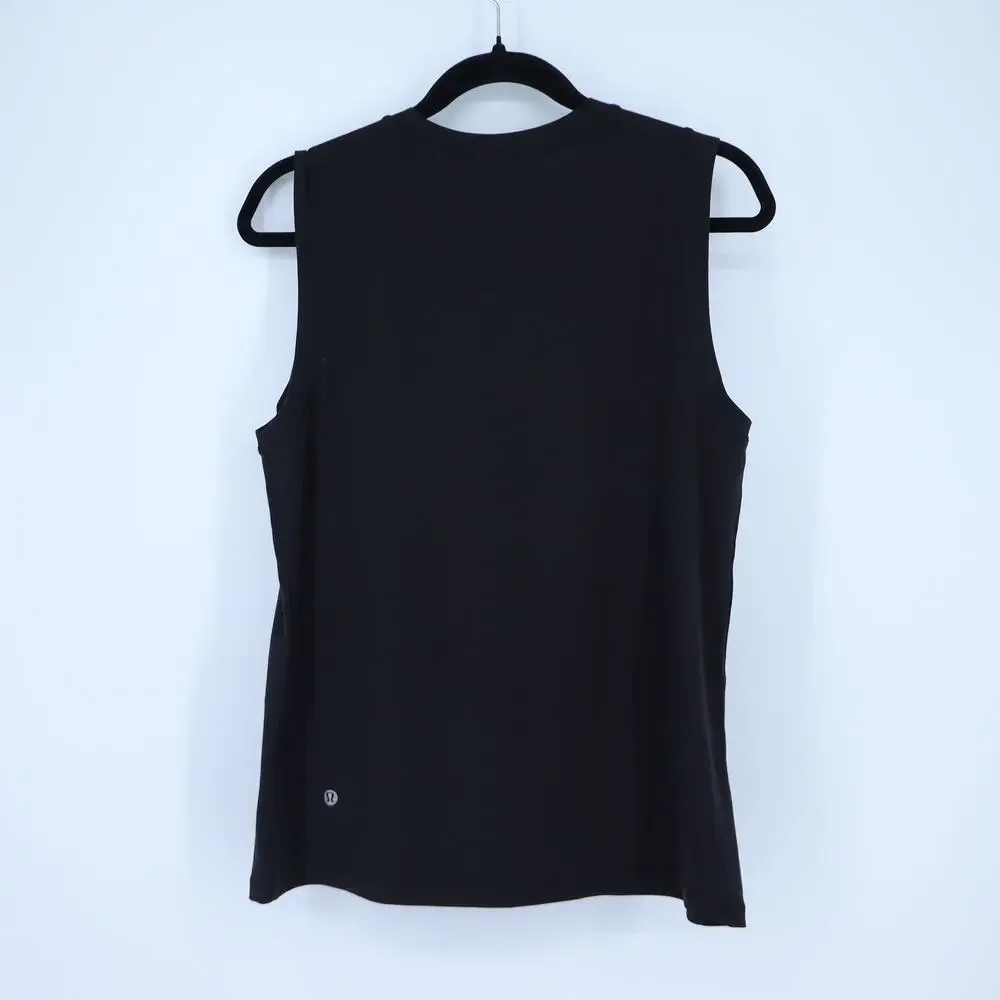 Lululemon Jersey Training Muscle Tank Black Wordmark Active Top Women's 12